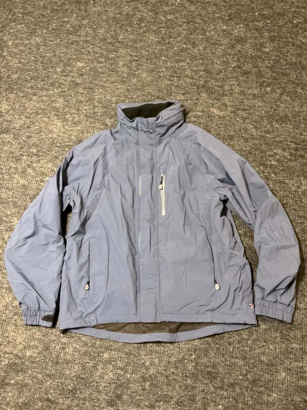 Woolrich Rain Jacket Mens Size Large Blue Tidal Waterproof Full Zip Outerwear